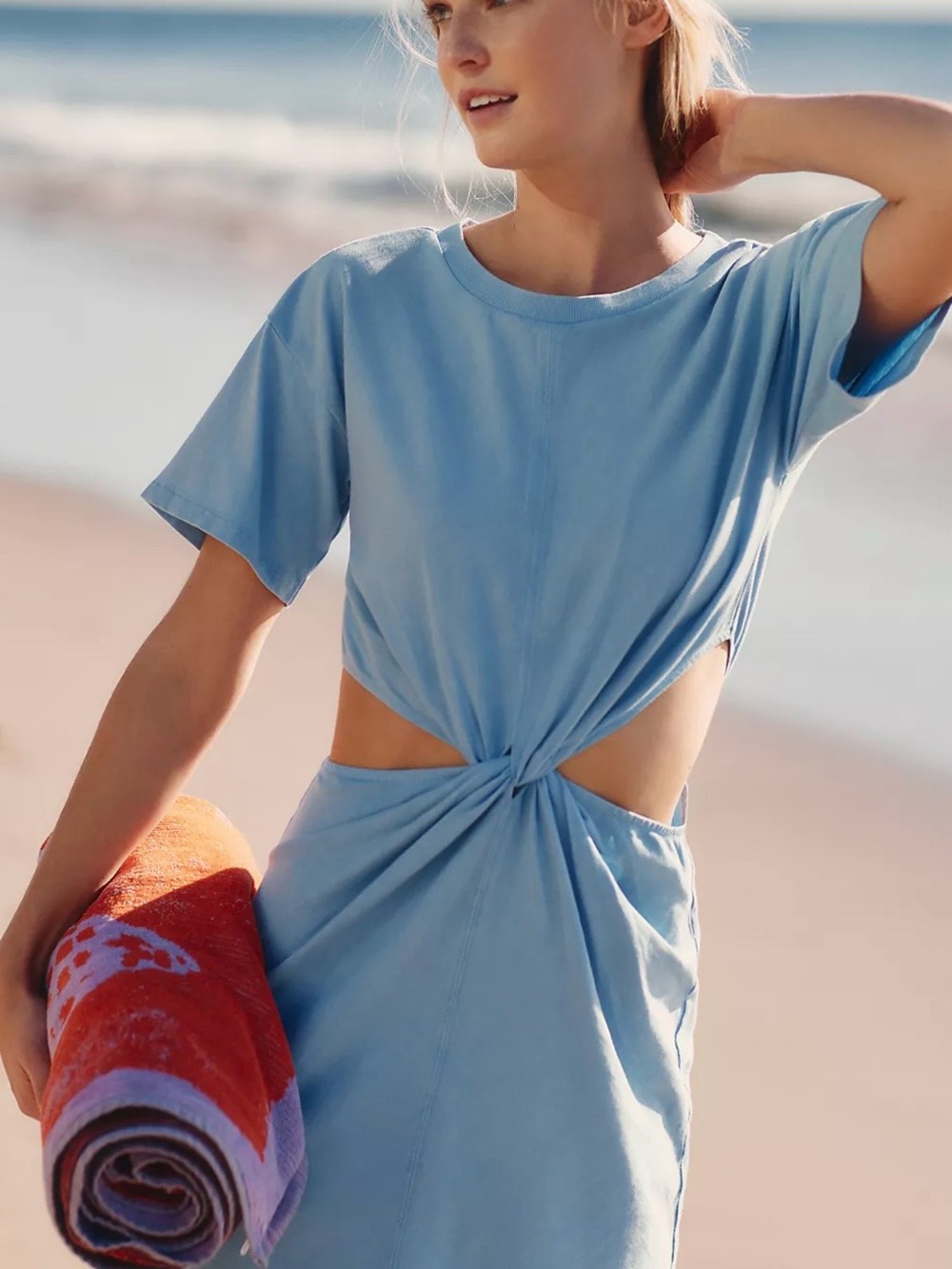 L-Space Women’s Light Blue Twist-Cutout Swim Cover-Up/Dress